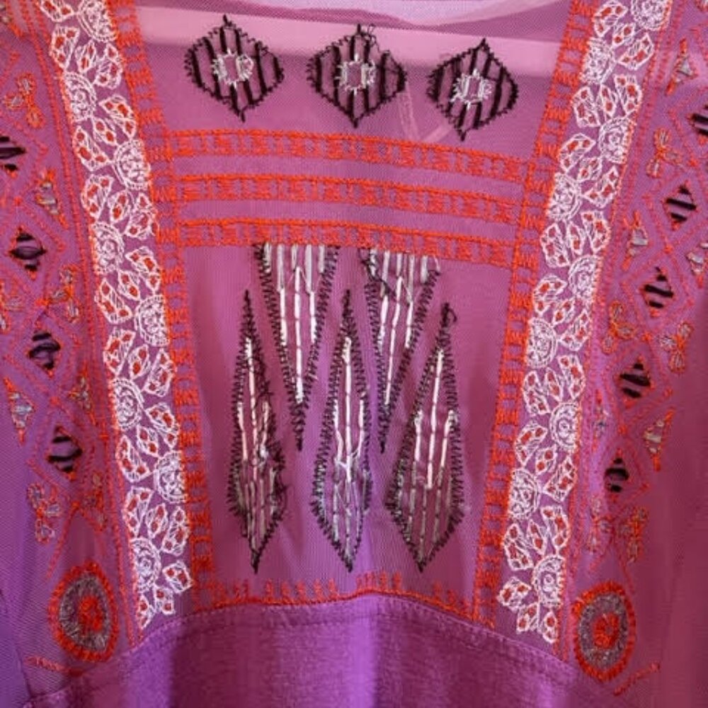 Free People Embroidered Ruffle Shoulder Top - Picture 2 of 6